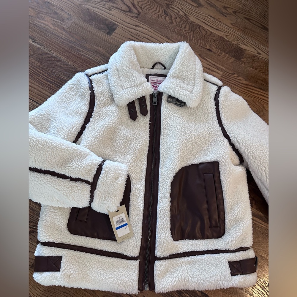 Levi’s Sherpa Moto Jacket with Brown Accents